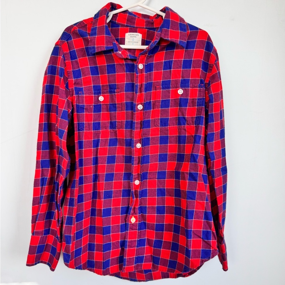 Crewcuts Flannel Red and Blue Checkered Shirt Size 8